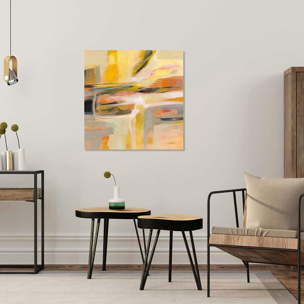 - Tableau Soleil joyeux imprimé sur toile 80x80cm