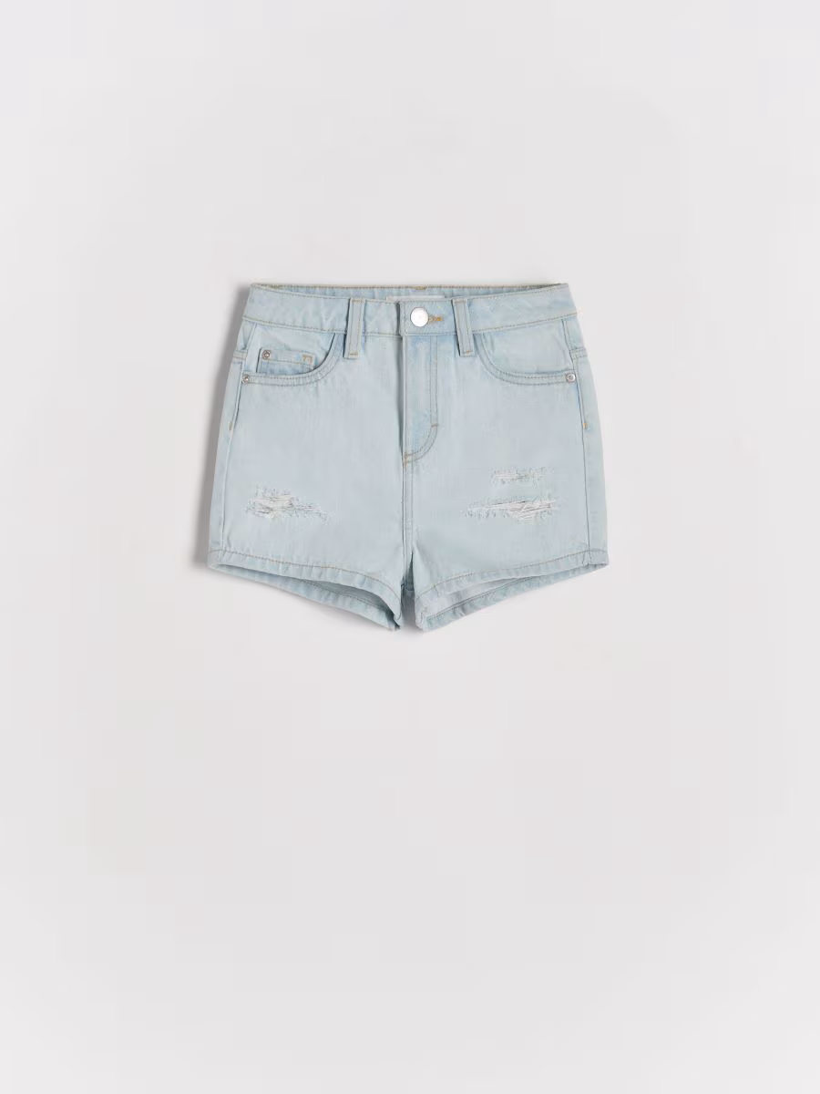 Denim Shorts With Wash Effect