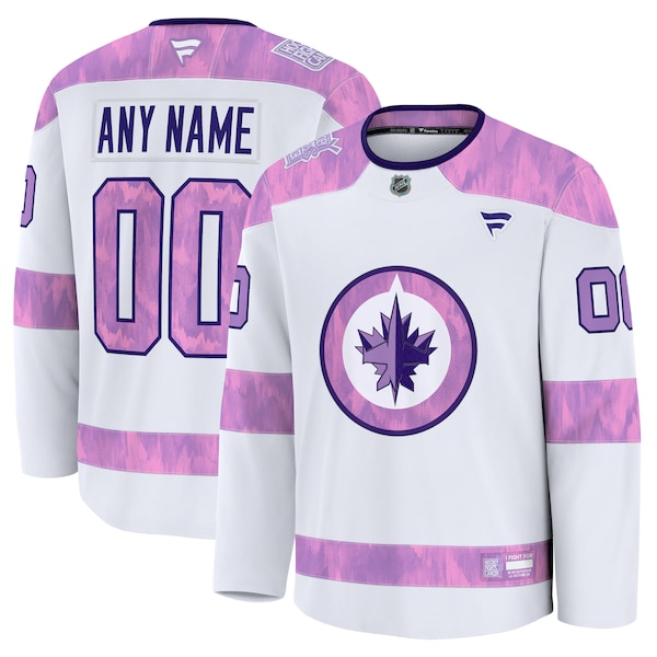 Winnipeg Jets  2024 Hockey Fights Cancer Custom Practice Jersey - White