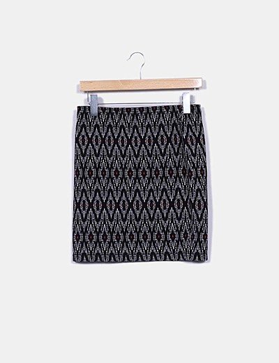 Camaïeu Textured patterned midi skirt