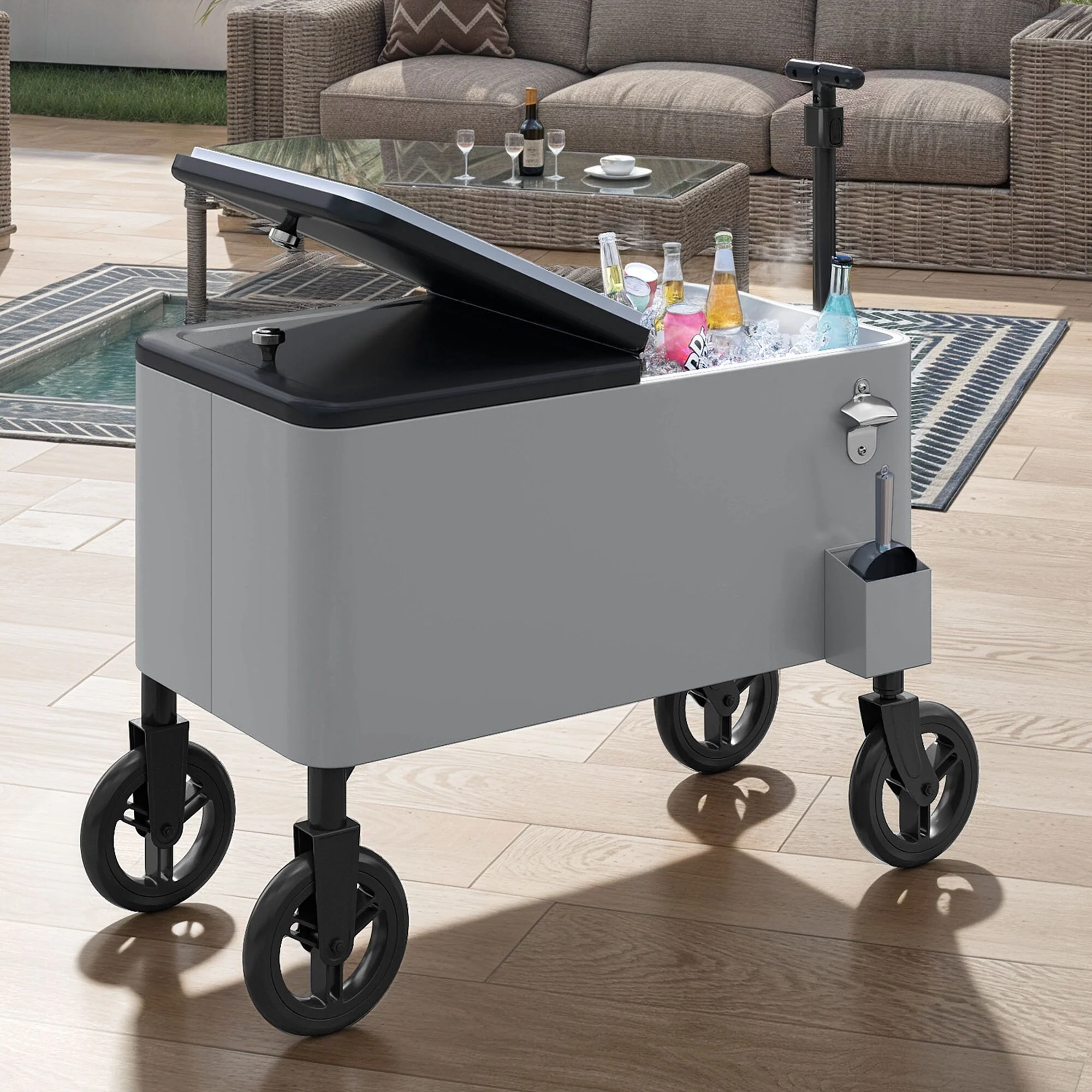 80 Quart Wagon Rolling Ice Chest - N/A
