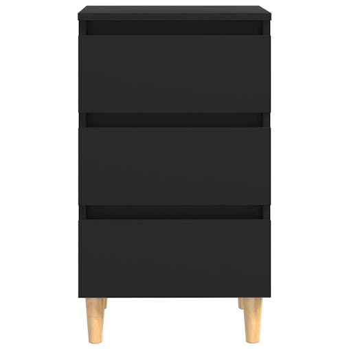 NNEVL Bed Cabinets with Solid Wood Legs 2 pcs Black 40x35x69 cm