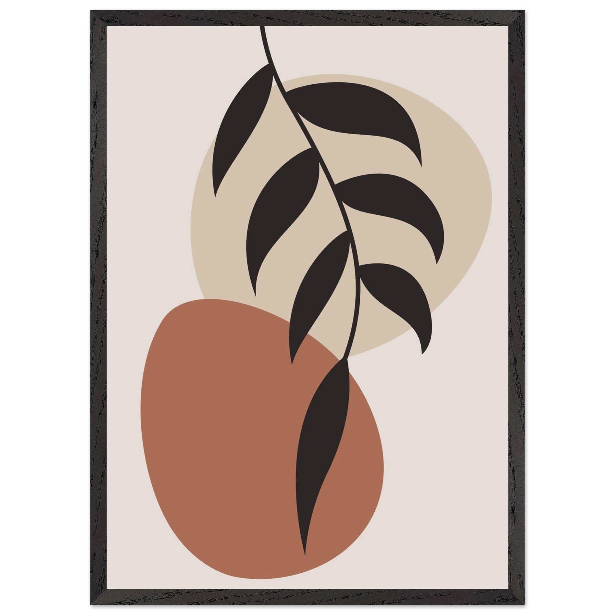 Artfulprints Poster met Lijst Boho - Abstract leaf II  - 50x70 cm - Terracotta