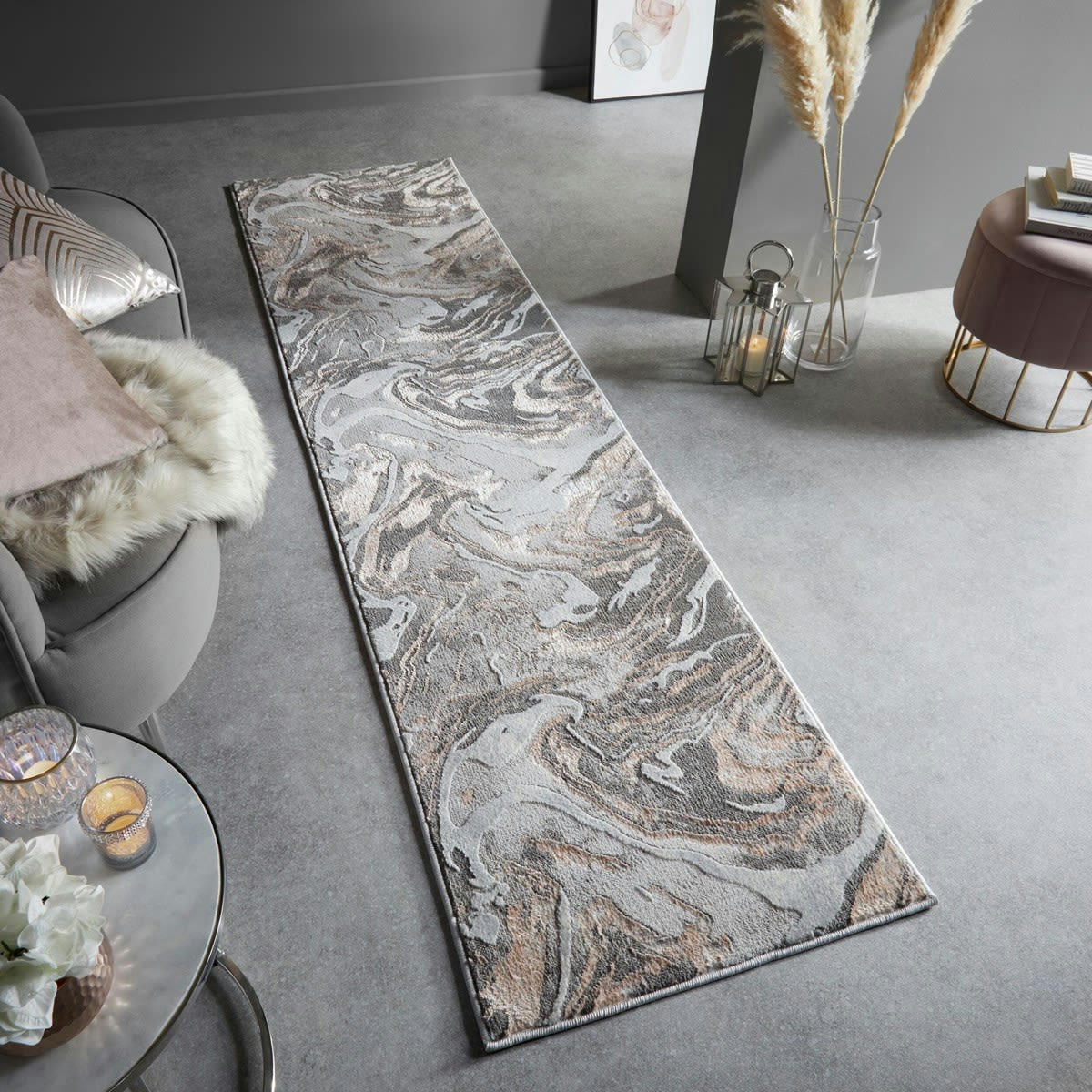 SIRE - Tapis de couloir en polypropylène rose 80x300 cm