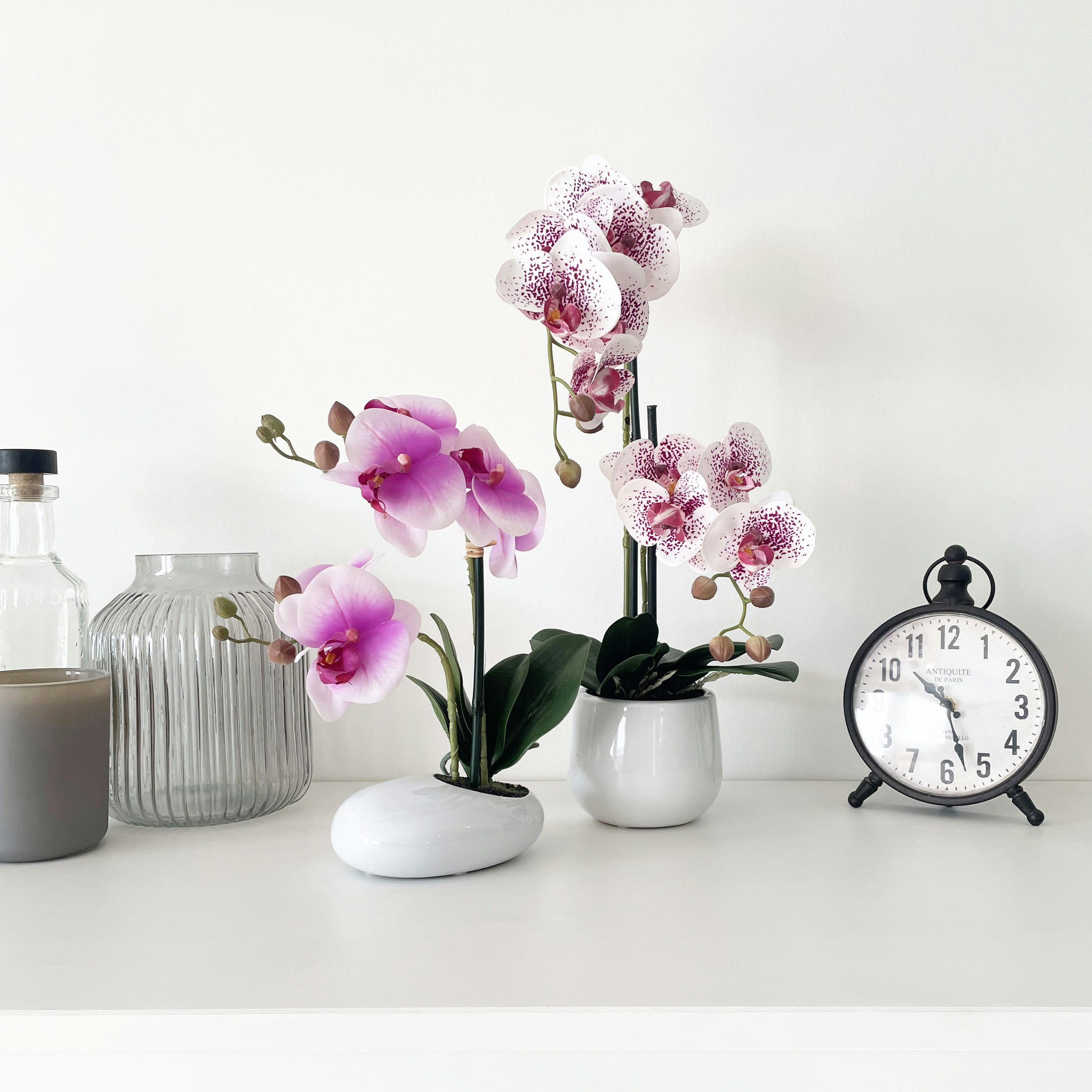 - Orchidées artificielles blanc-rose 50cm