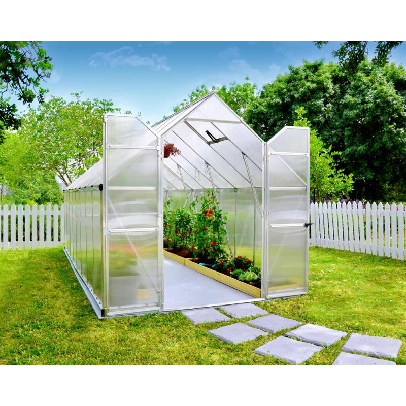 Serre en polycarbonate Essence argentée 11,5 m² CANOPIA