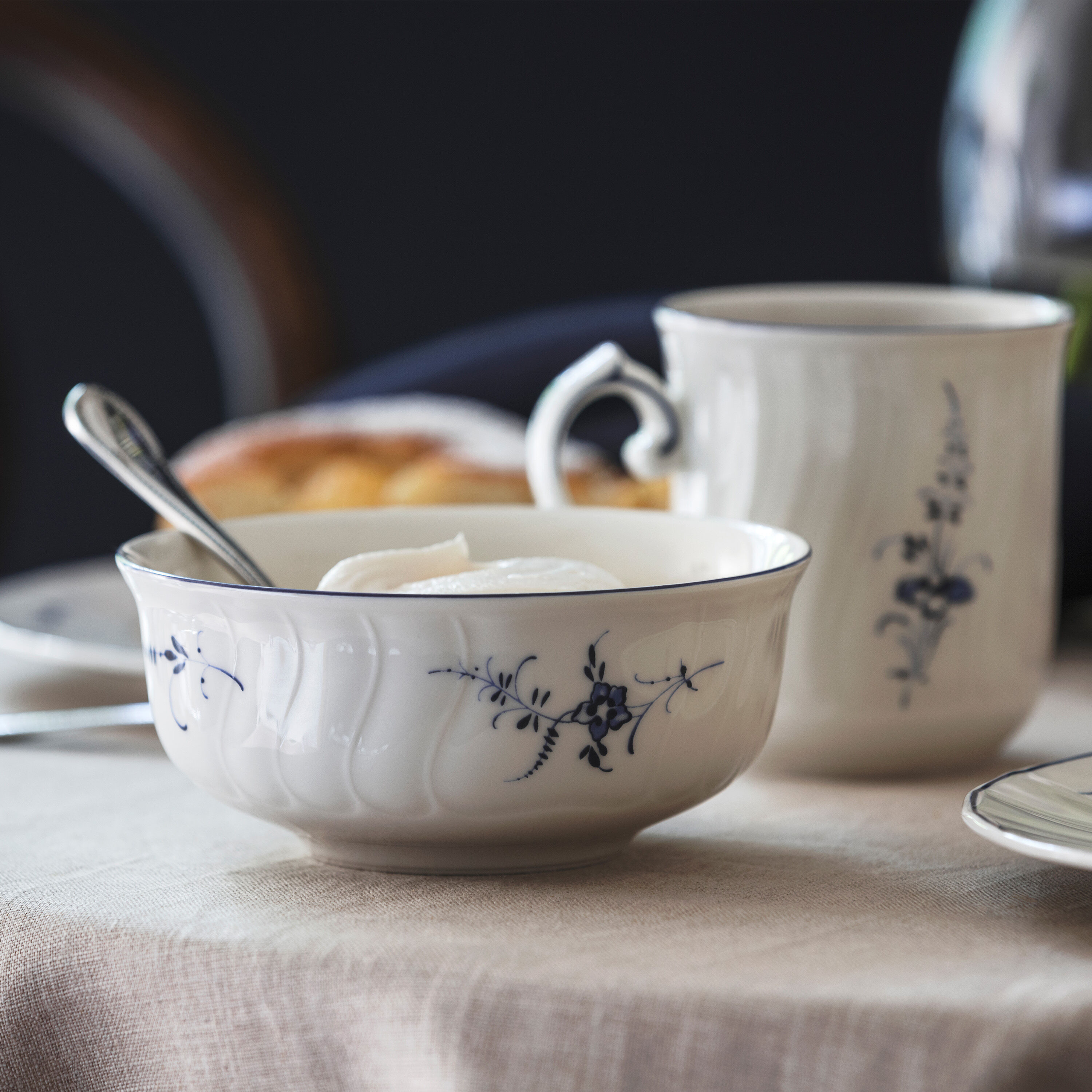 Vieux Luxembourg Appetizer/ Dessert Bowl - White, 8.8 oz, Premium Porcelain