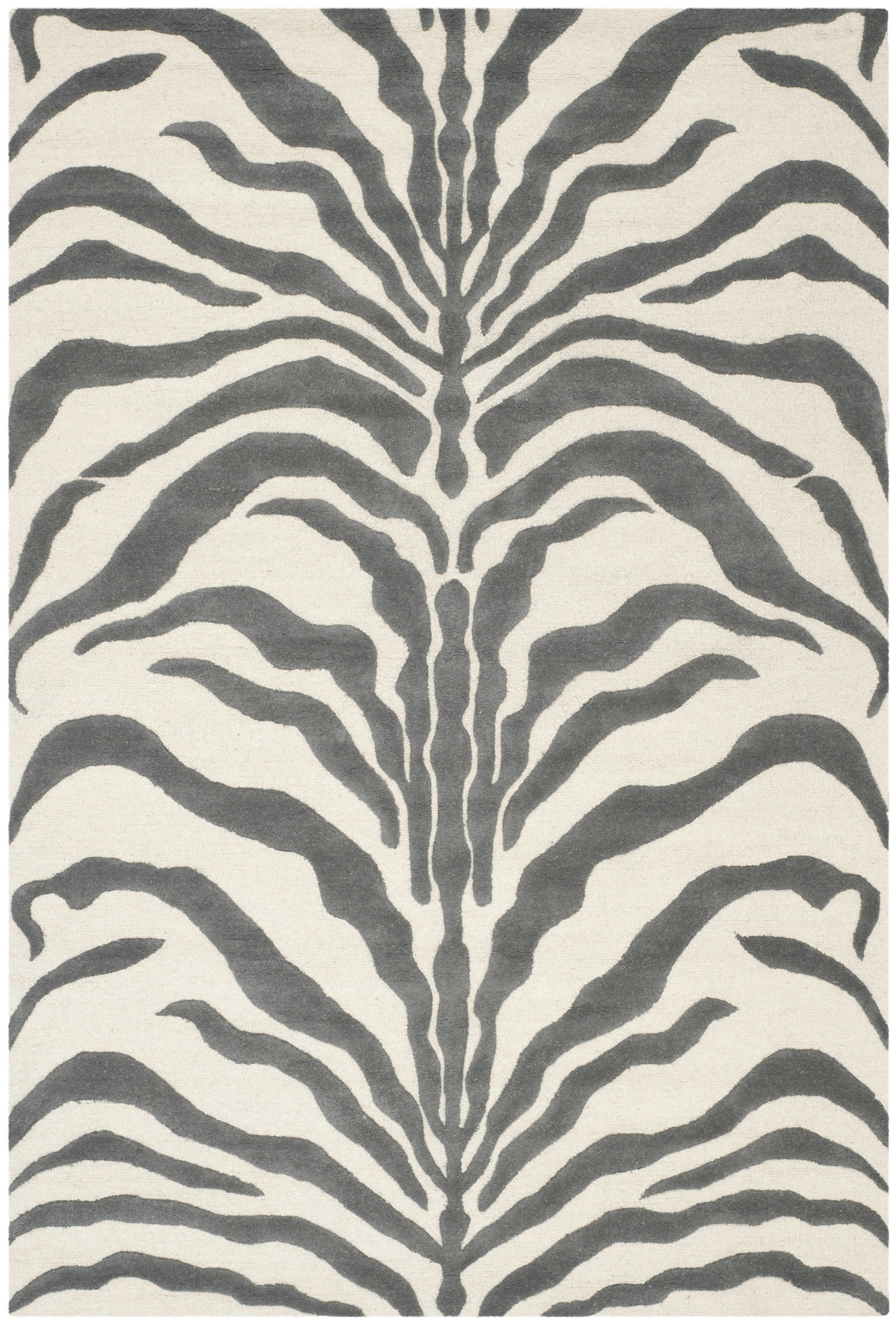 CAMBRIDGE - Tapis de salon interieur en ivoire & gris fonce, 152 x 244 cm