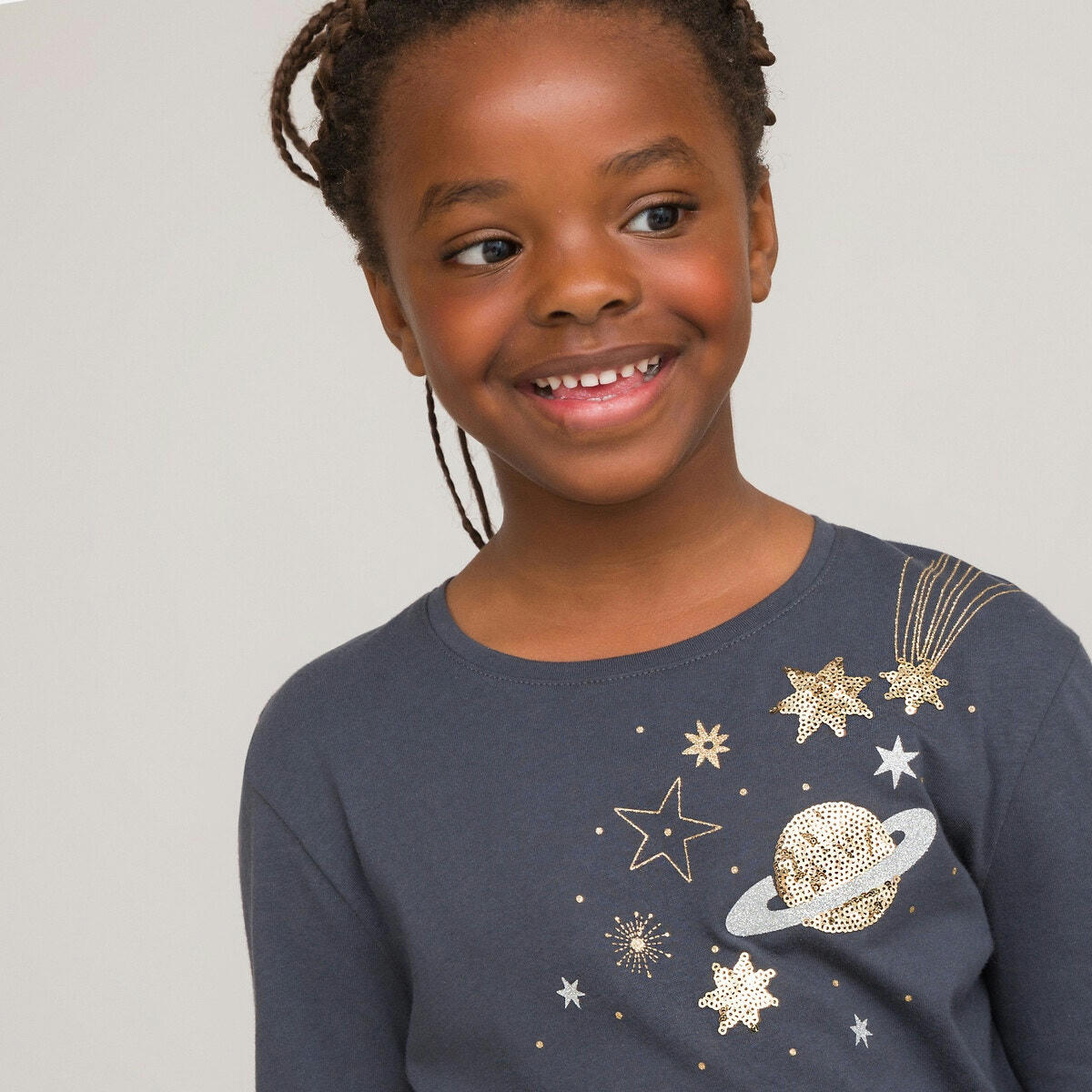 T-shirt manches longues imprimé étoiles et planète