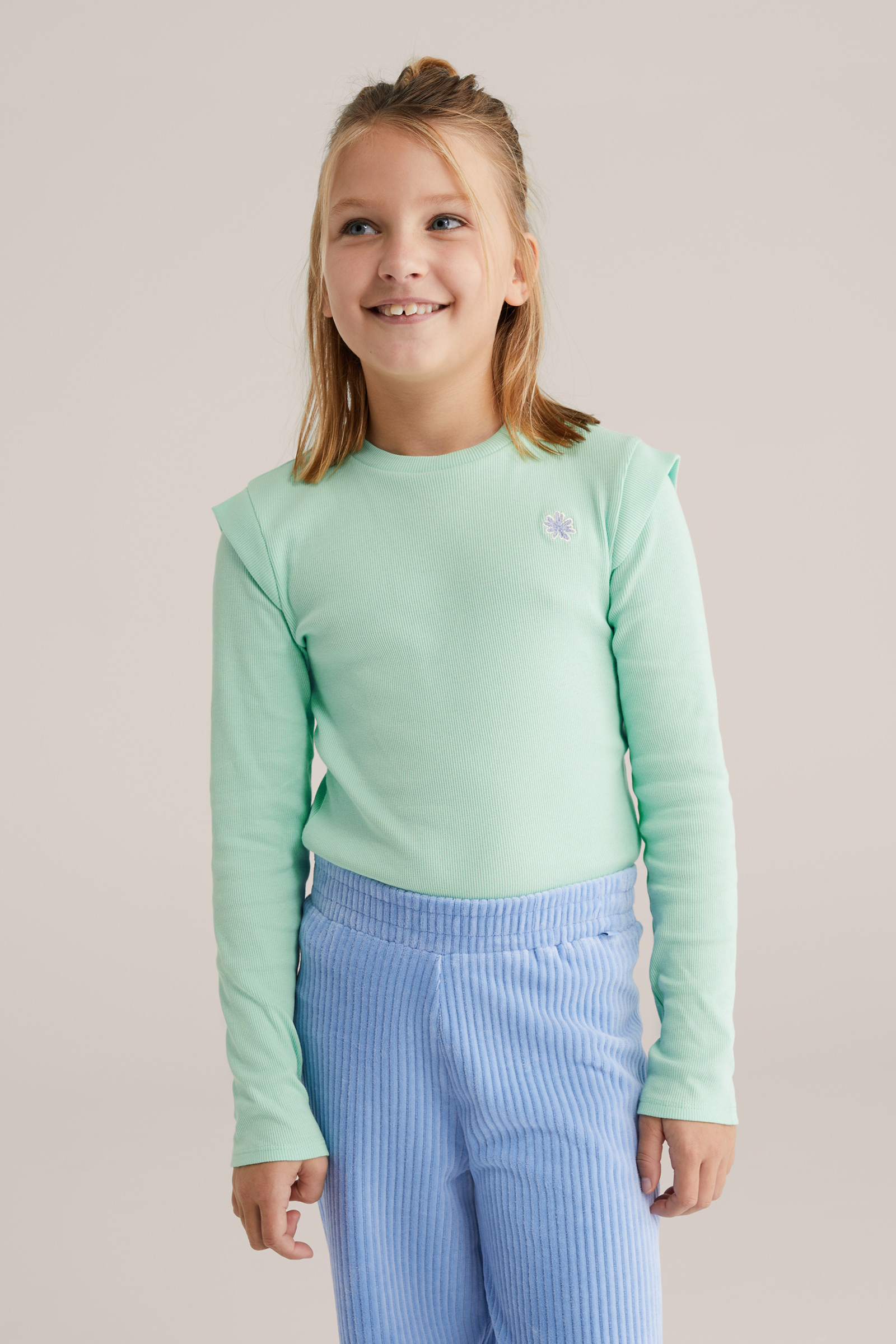 Meisjes T-shirt van ribstof met embroidery