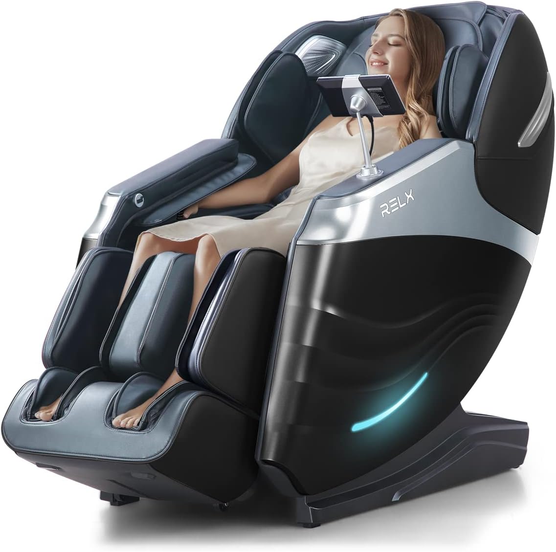 RELX Massage Chair Full Body, 15 Modes Zero Gravity SL-Track Shiatsu Massage Chair Built-in Heat System, Airbag Massage with Body Scan, Deep Yoga Stretch, Calfrest Extension and AI Control(Black)