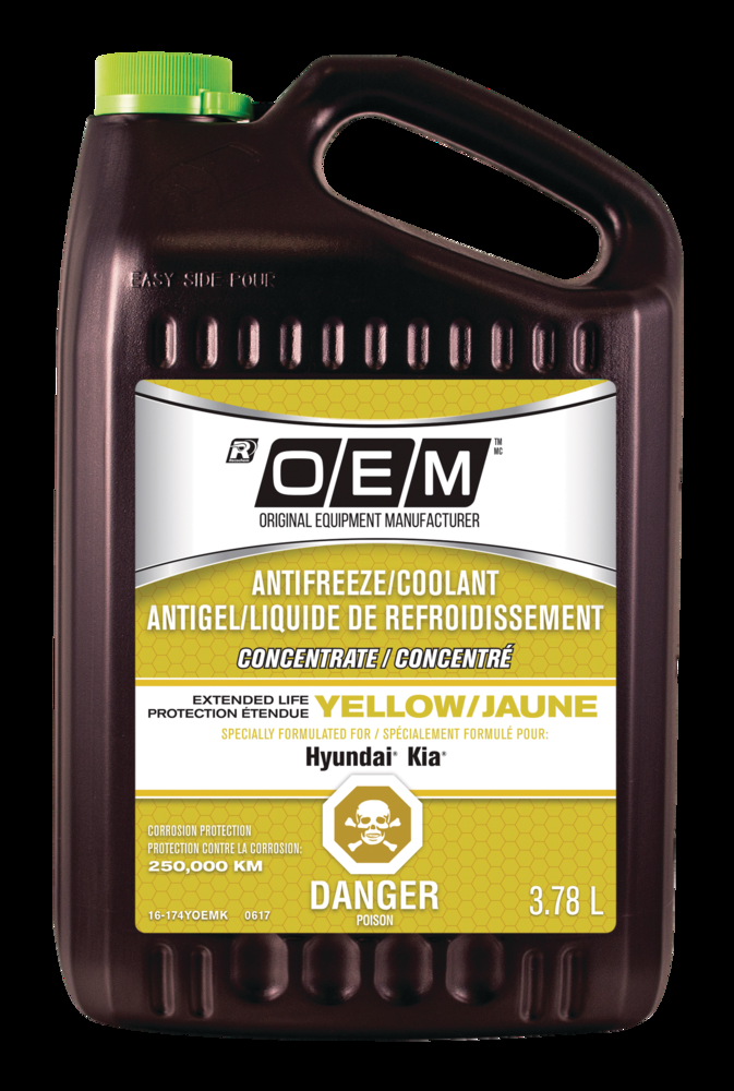OEM Concentrated Anti-Freeze/Coolant, Kia/Hyundai, Yellow, 3.78-L