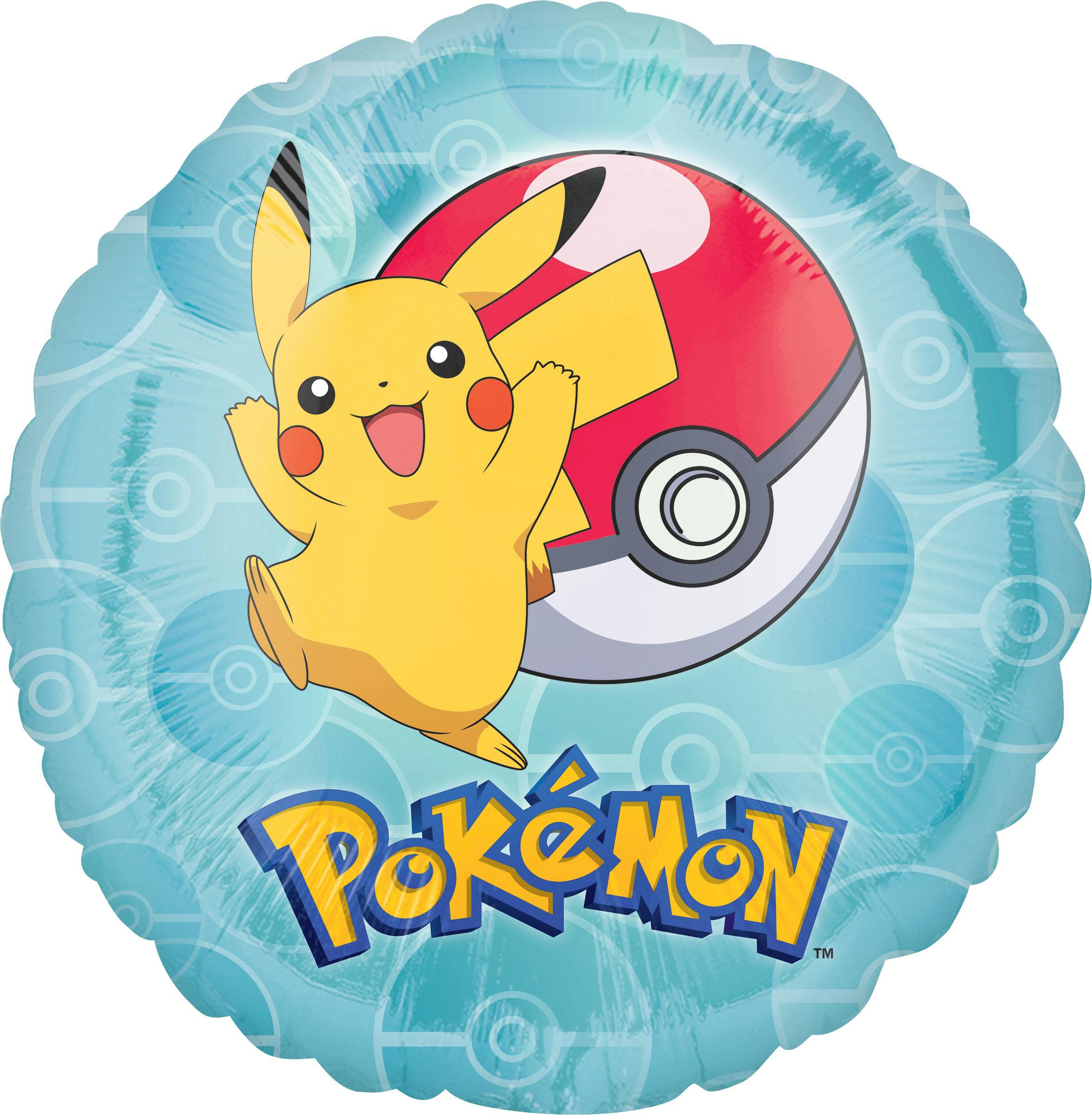 Nintendo Pokémon Pikachu Round Satin Foil Balloon, Blue/Yellow, 17-in, Helium Inflation & Ribbon Included for Birthday Party