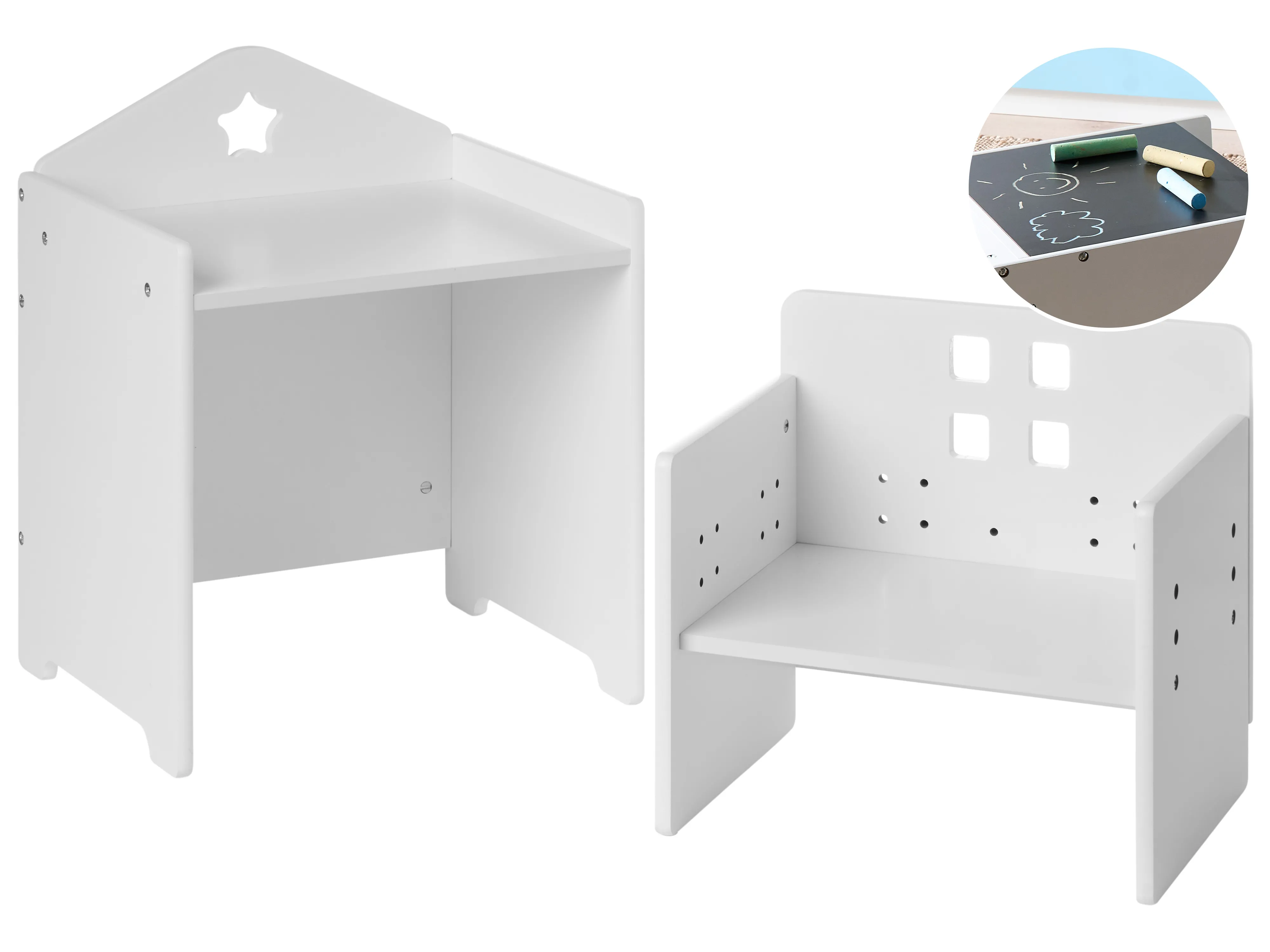 Kids Table and Chair Set ELANORA White Montessori