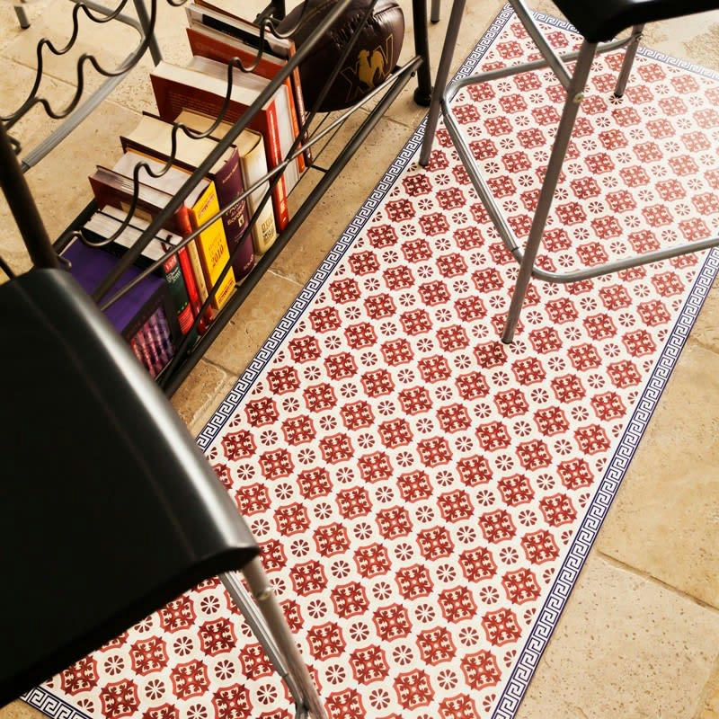 CARREAUX DE CIMENT ROUGE - Tapis Vinyle Médium l 50xL120cm