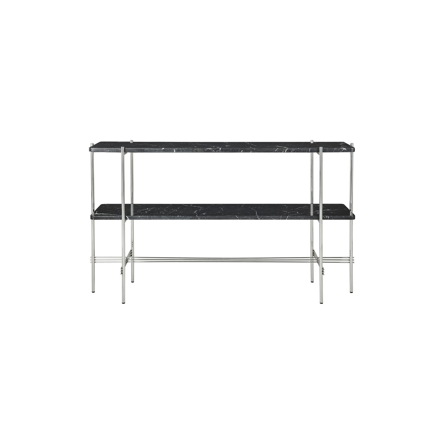 TS Console with 2 Racks, black marquina marble/steel