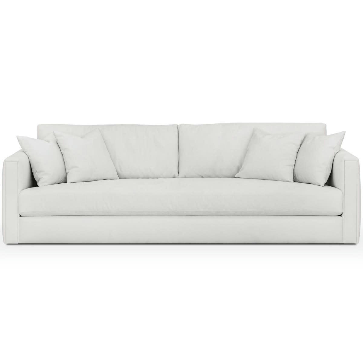 DENVER - Canapé 4 places tissu beige ivoire + 4 coussins