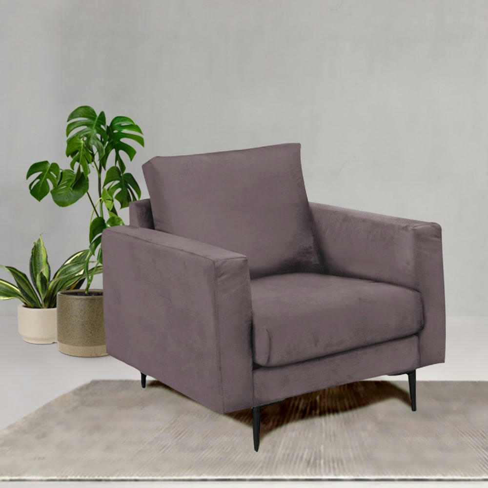 CARUSO - Fauteuil 1 place velours gris foncé