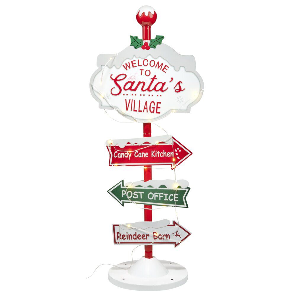 Pancarte de No&euml;l décorative lumineuse 32LED solaire H93cm