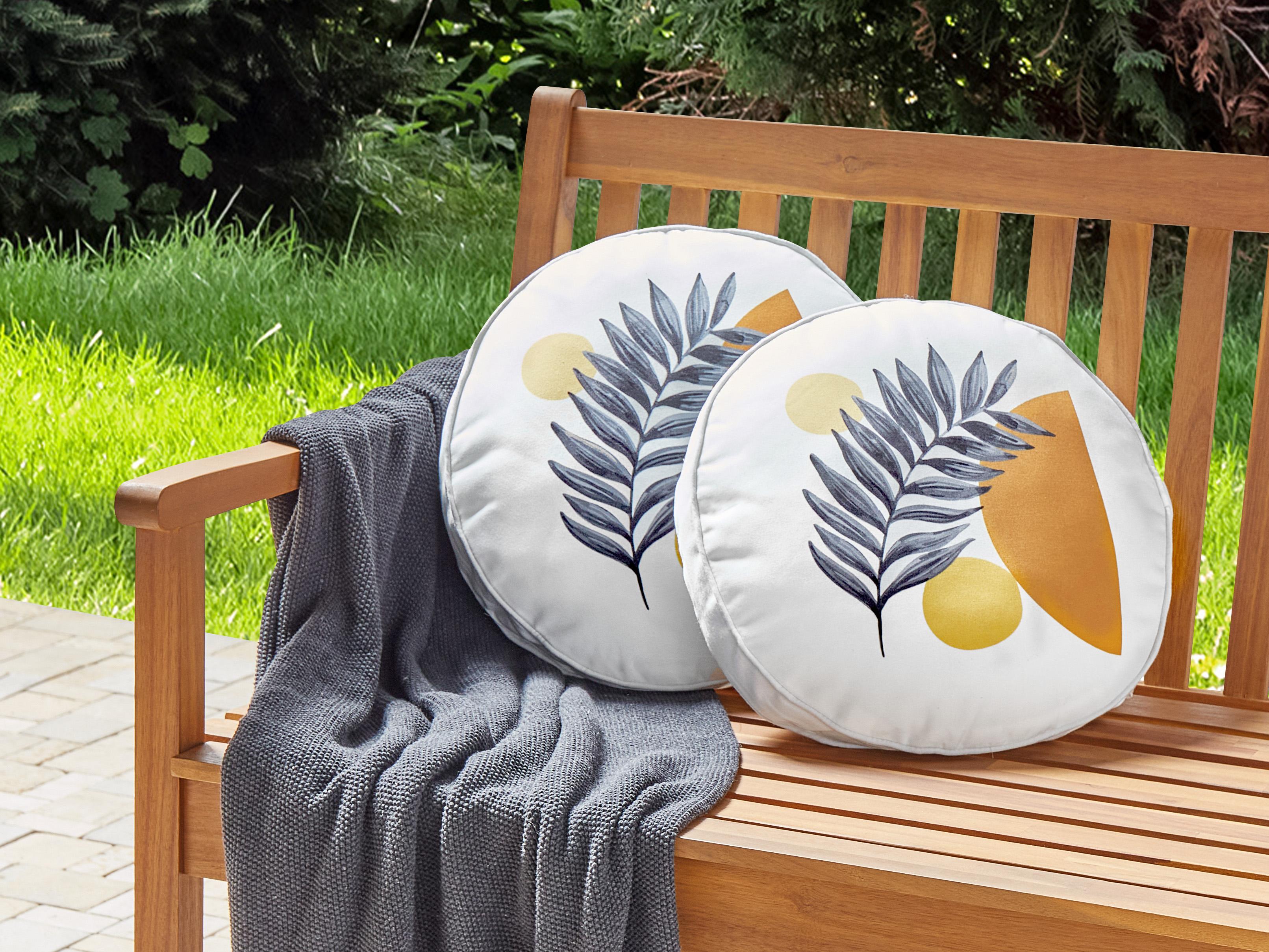 Set of 2 Outdoor Cushions VIOZENE Plant Pattern 40 x 40 cm White