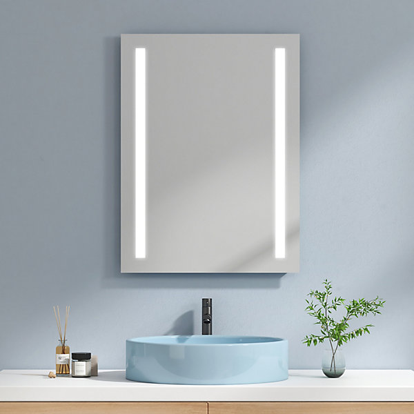 EMKE Miroir lumineux salle de bain 60x80cm, Miroir LED salle de bain, Miroir avec l'éclairage, Lumière blanche froide