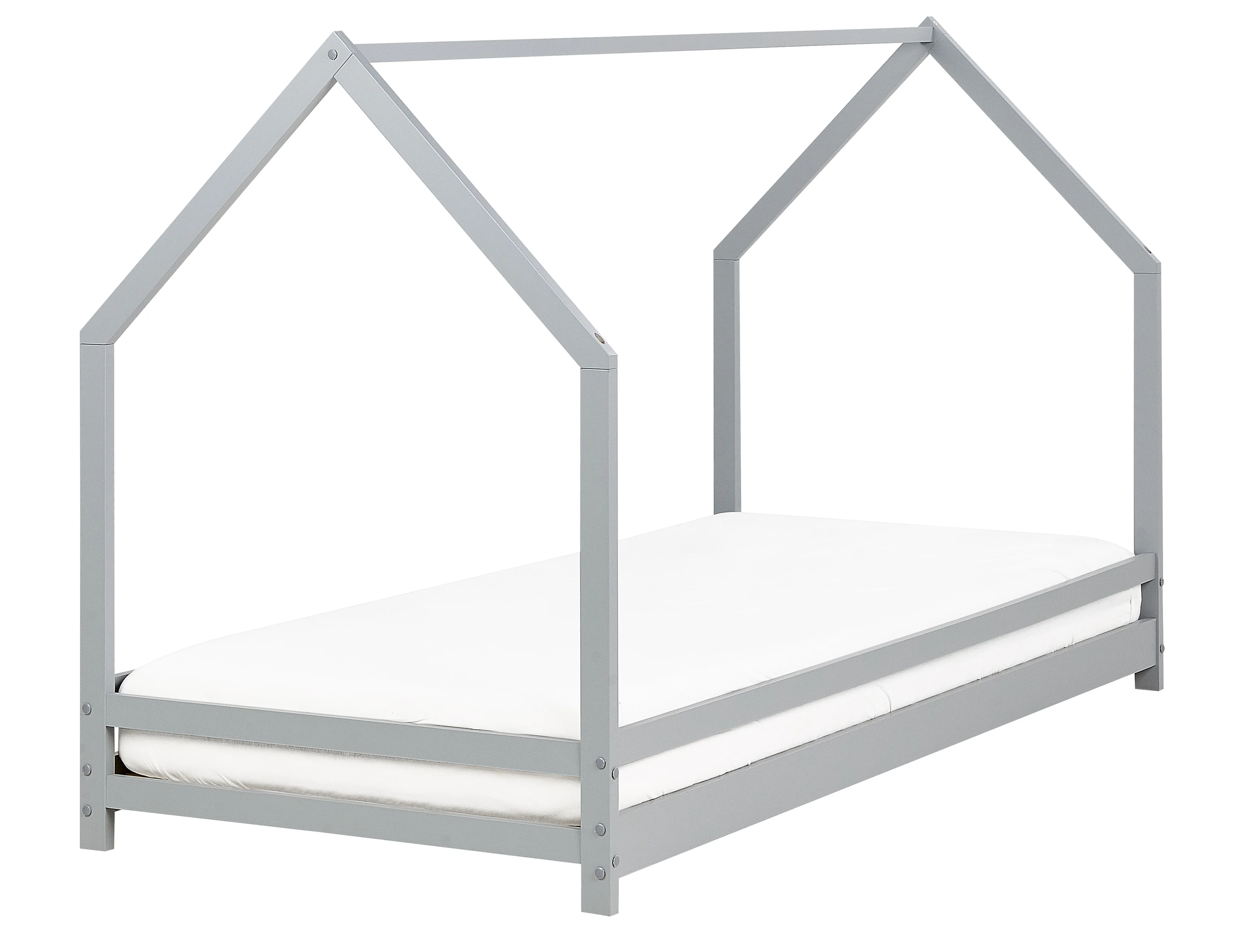 Kids Bed House Pine Wood APPY 90 x 200 cm (EU Single) Grey