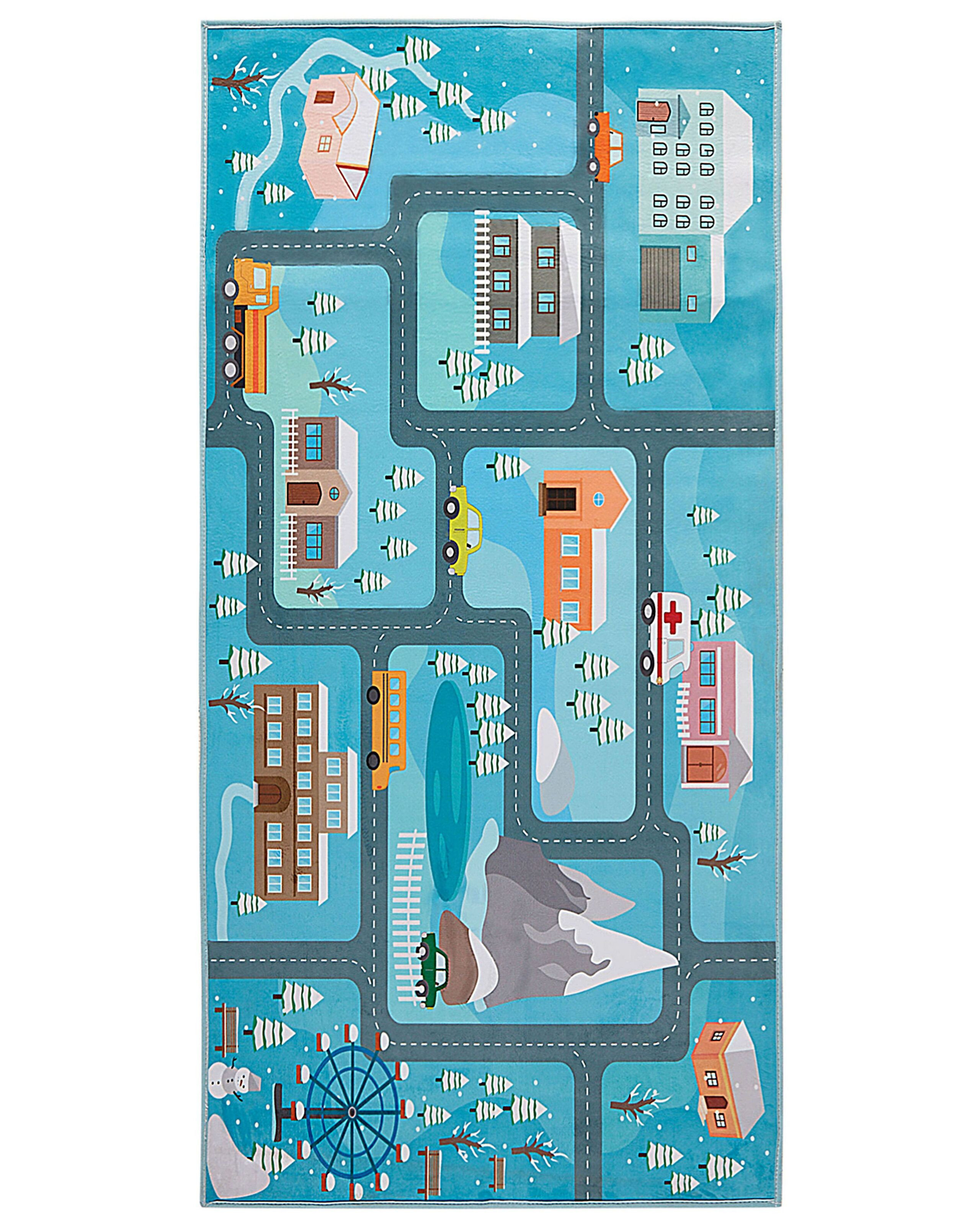 Dywan dziecięcy nadruk z miastem 80 x 150 cm KIGI