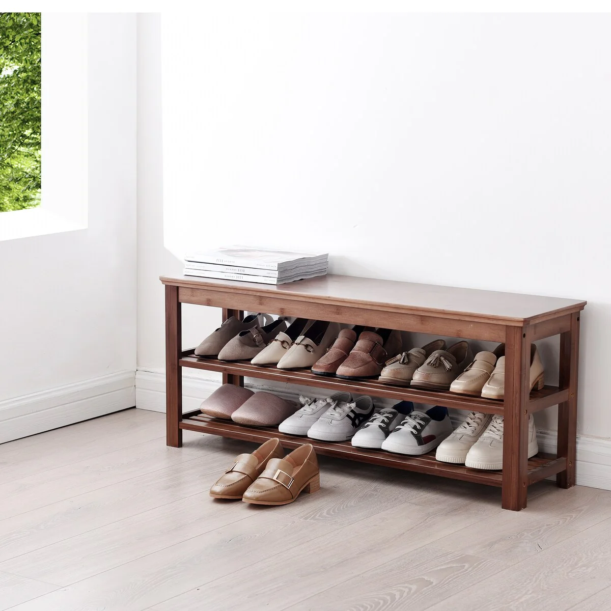 Home Use Simple Storage Rack, Doorway Shoe Storage Bench, Two-tier Economy Shoe Cabinet