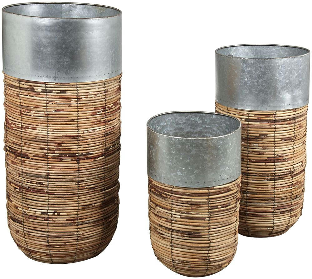 - Cache-pots haut en rotin paolo (lot de 3)