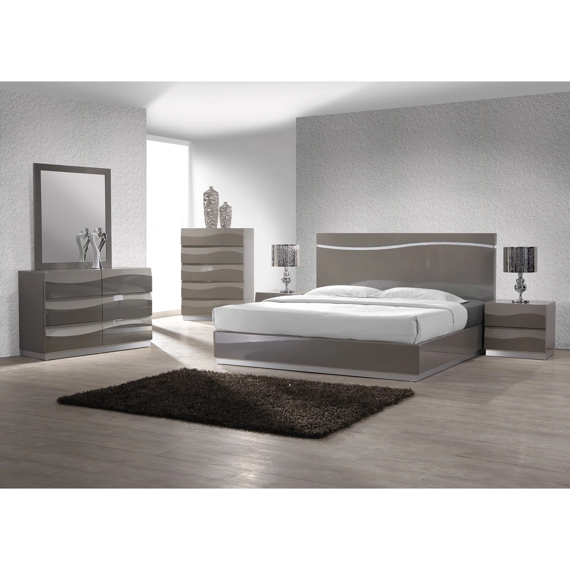 Somette Devlin Gloss Grey 6-drawer Dresser