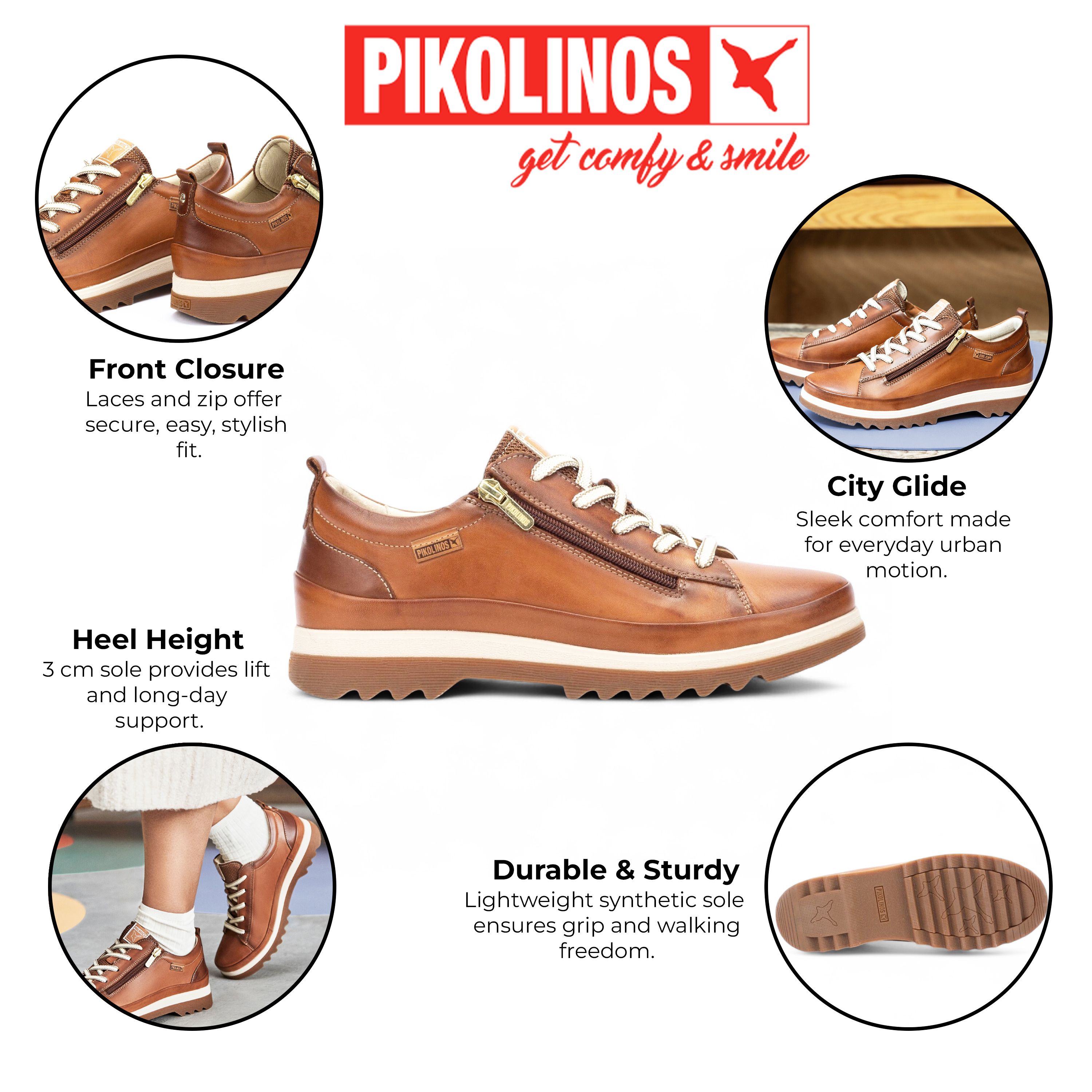 Infinity Leather Pikolinos Leather Laces & Zipper Trainers - Vigo