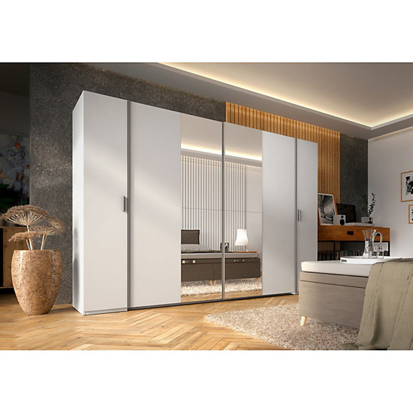 Armoire 4 portes avec miroir STARBlancAvec penderieL264 cm