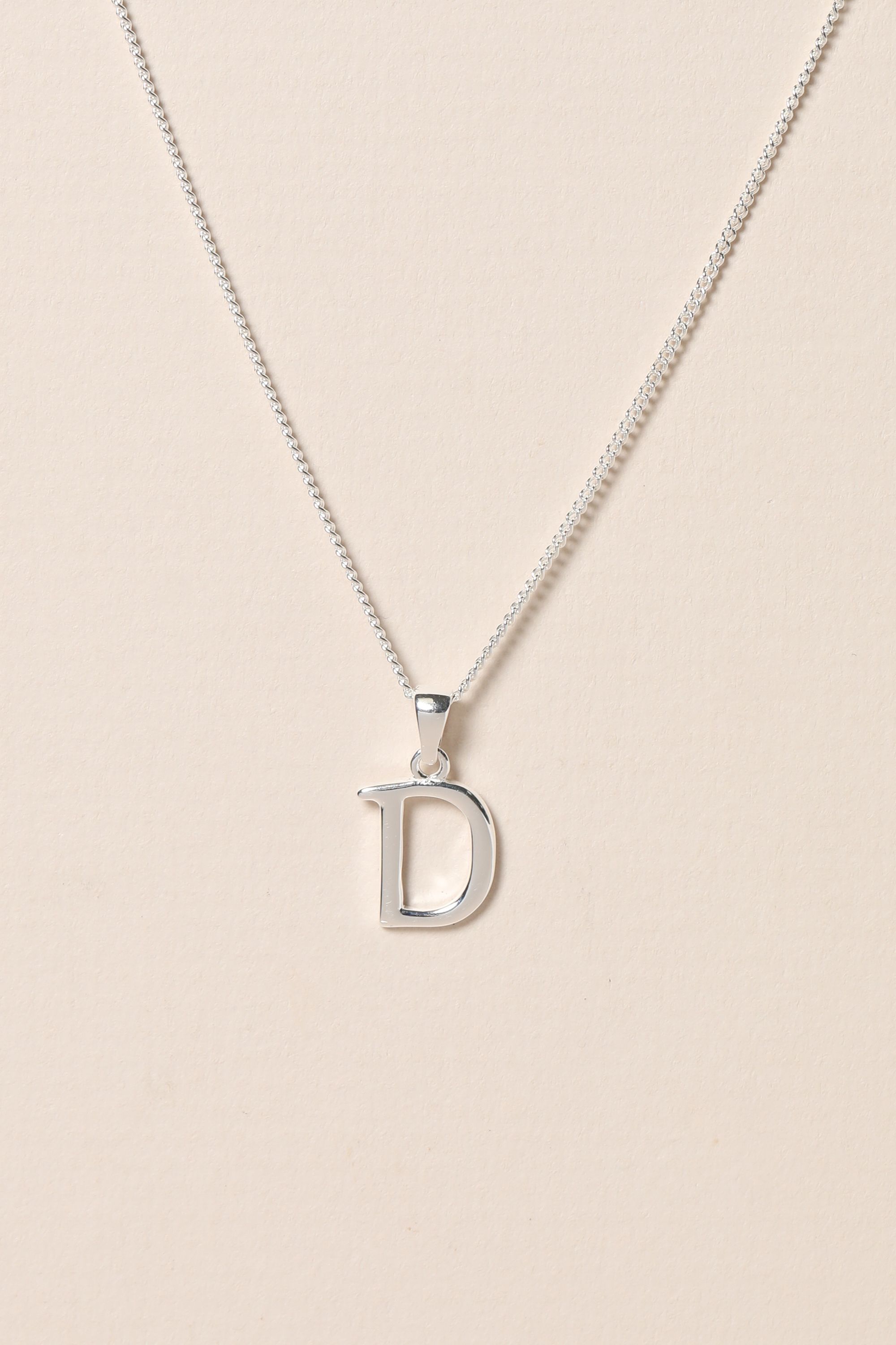 Simply Silver Sterling Silver 925 Initial Pendant - D