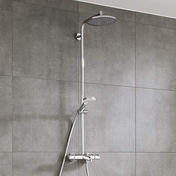 Colonne bain douche thermostatique HANSGROHE Crometta S 240 chromé   tablette Addstoris