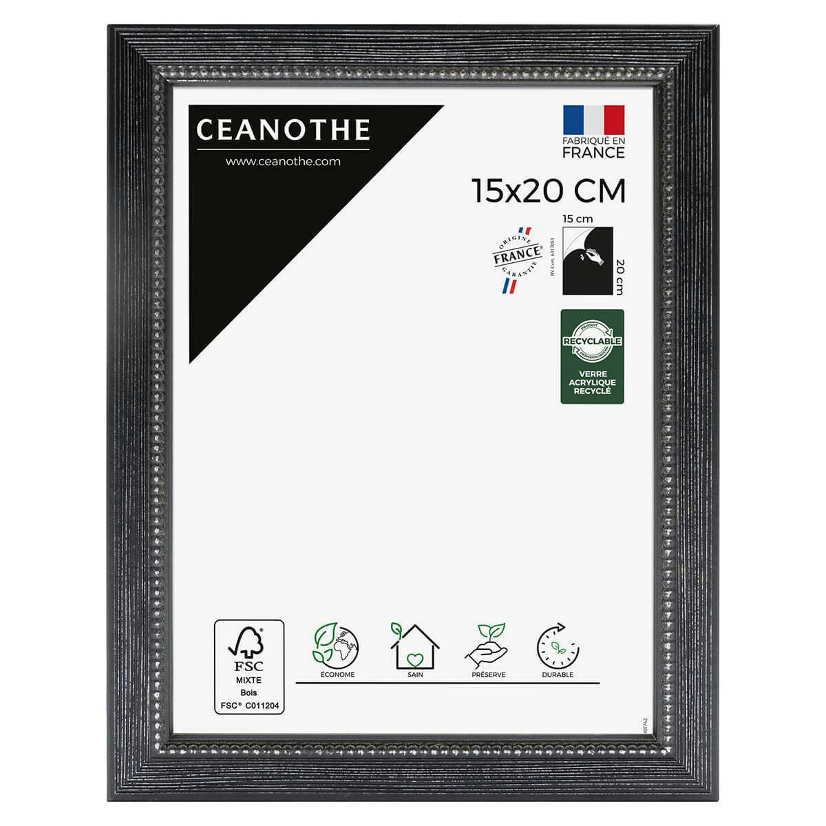PERLE - Cadre photo Perle noir 15x20 cm