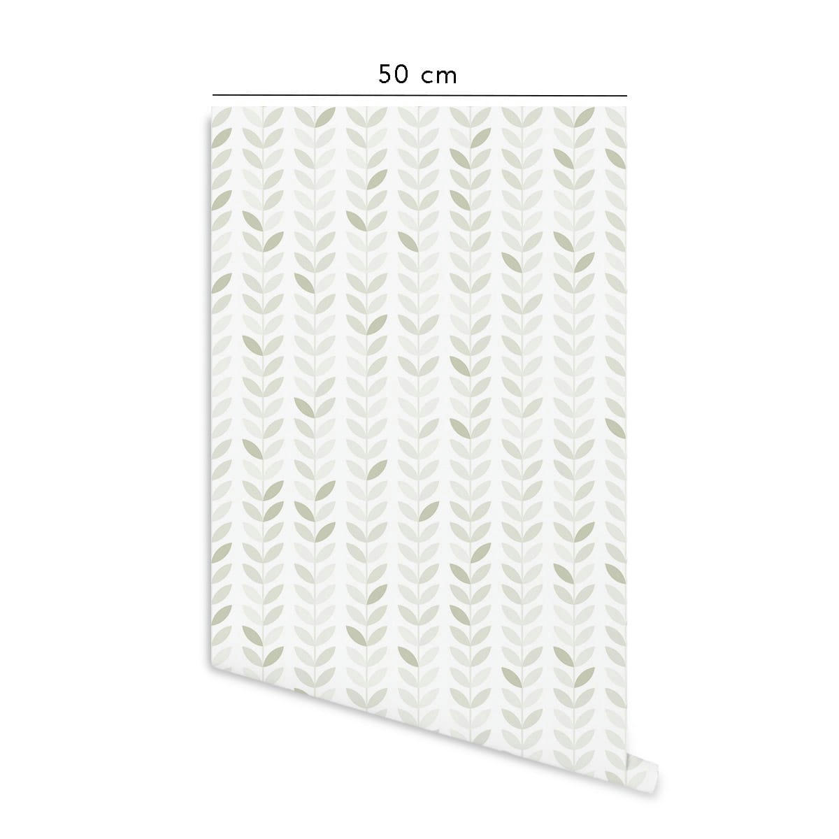 VINTAGELEAVES - Papier peint vinyle adhésif feuilles vintage sauge 50x300 cm