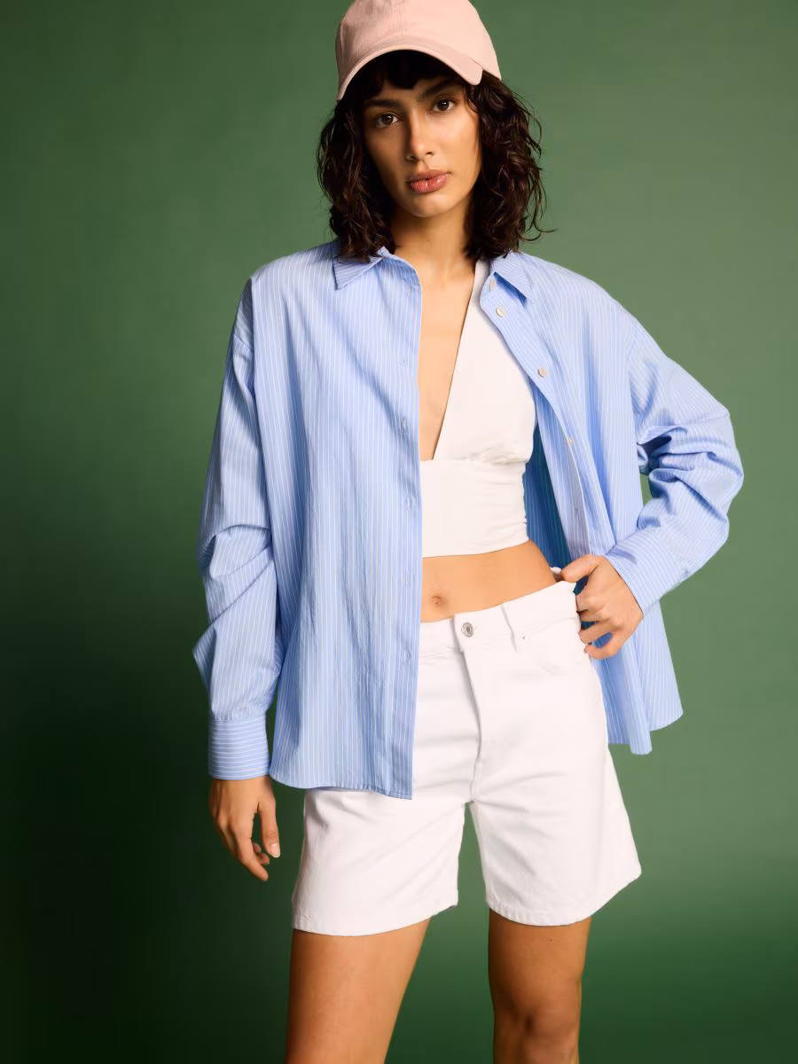 Denim Shorts With Wash Effect
