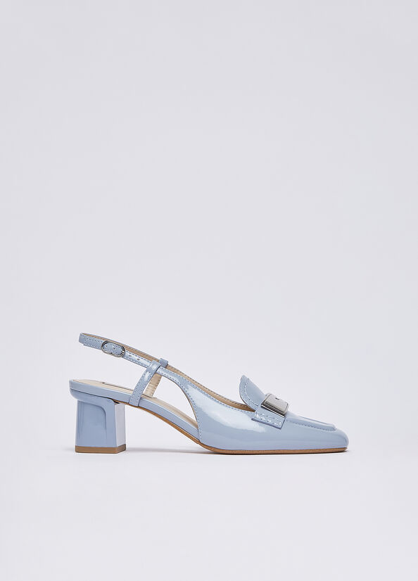Mocassini slingback in vernice