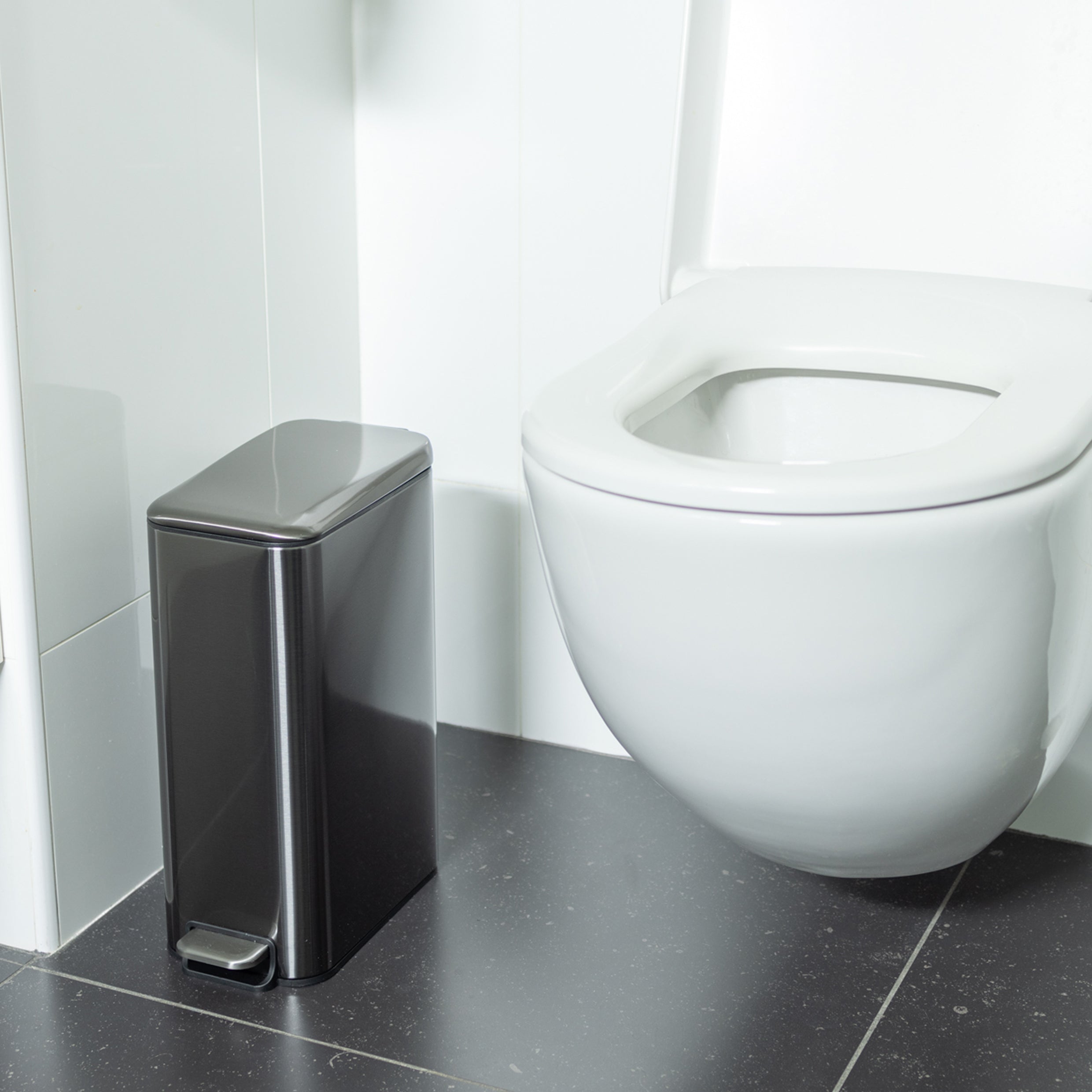 QUVIO Prullenbak - 8L - Metaal - Zilver