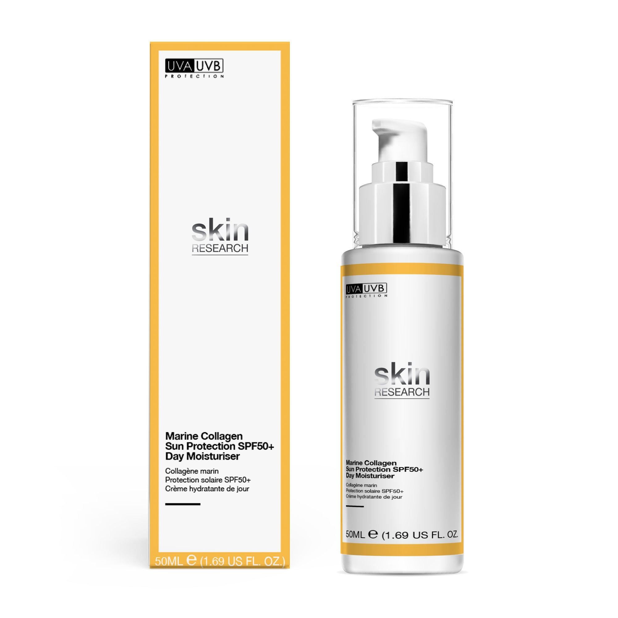 Skin Research Anti-Ageing Sun Protection SPF 50 Day Moisturiser 50ml for Skin Protection and Hydration