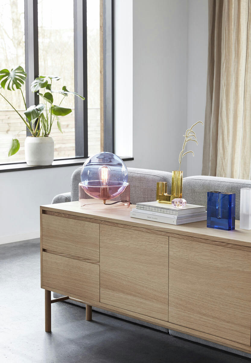 BLOCK - Vase en verre bleu H16