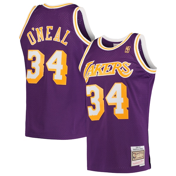 Shaquille O'Neal Los Angeles Lakers  Hardwood Classics Swingman Jersey - Purple/Royal/Gold