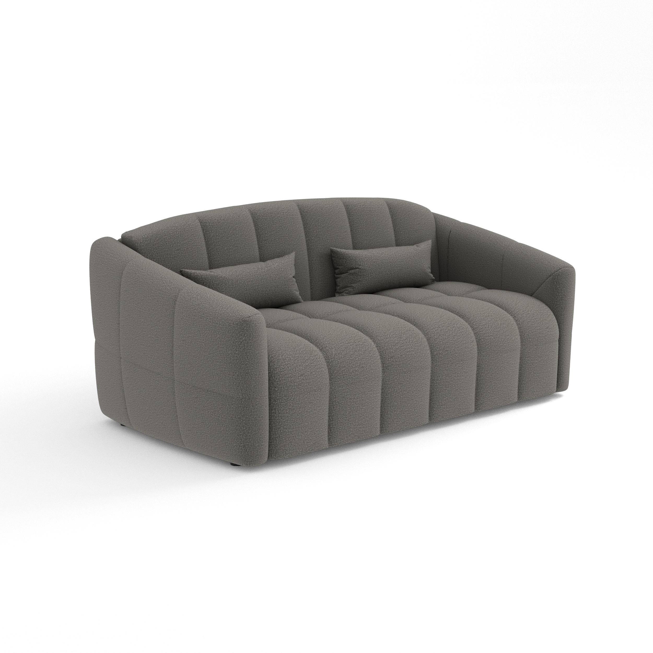 Rechte bank NORA 4 personen Bouclette stof Grafiet grijs