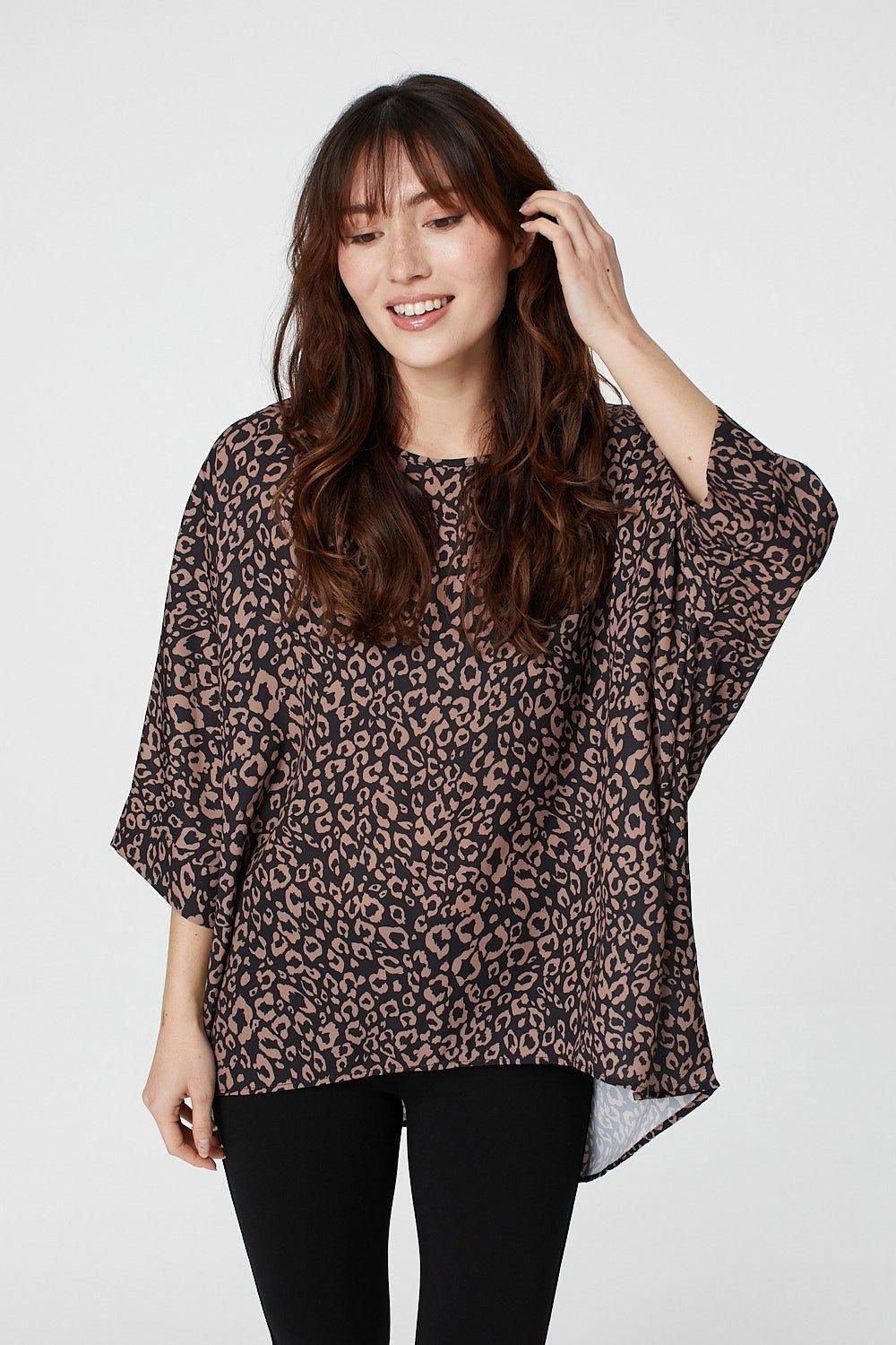 Izabel London Animal Print Oversized Top