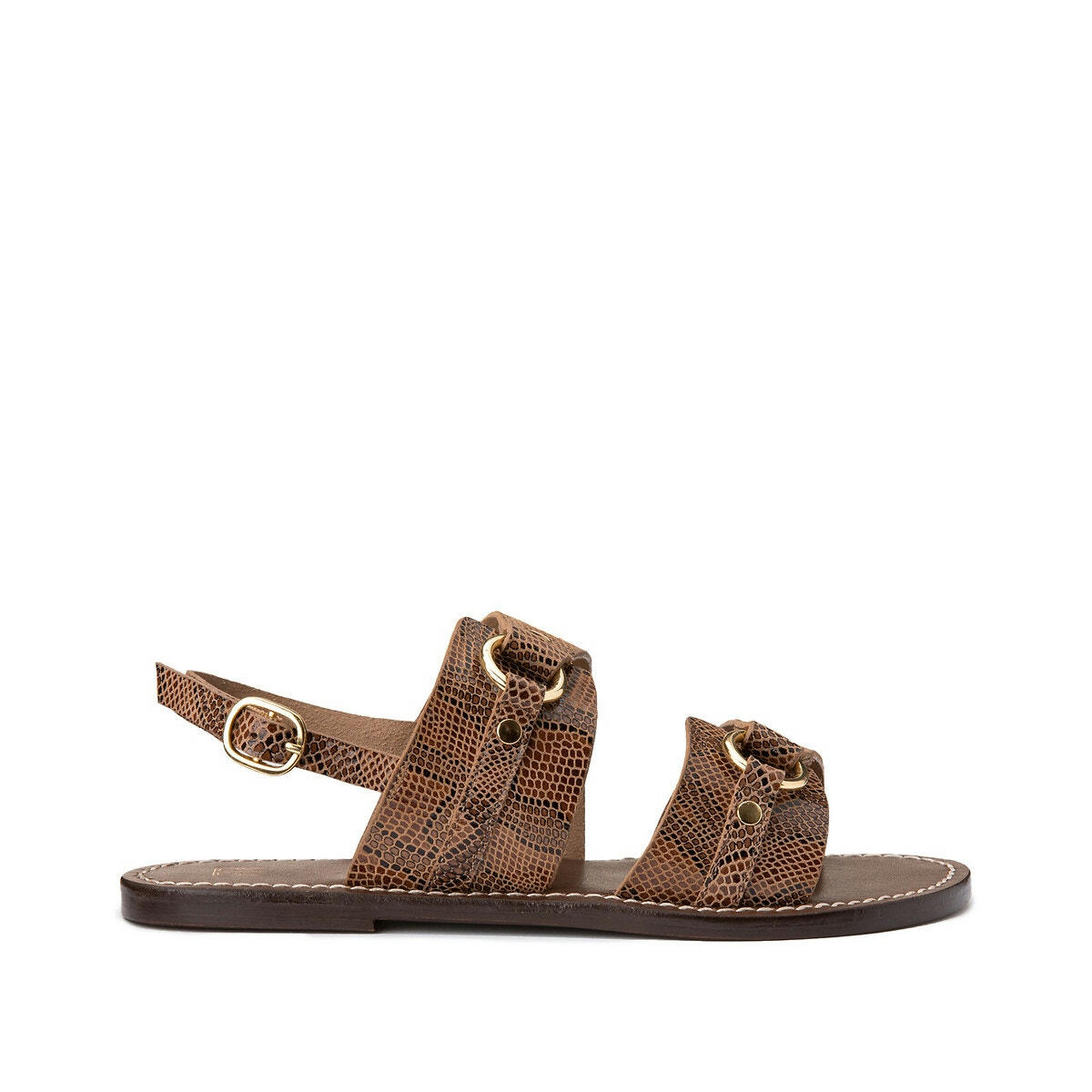 Sandales cuir motif python