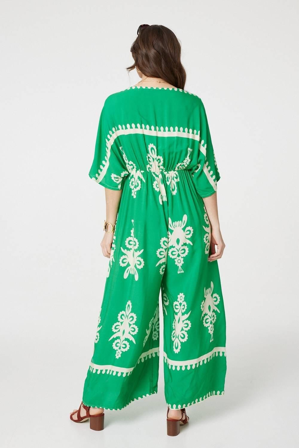 Izabel London Printed 3/4 Sleeve Jumpsuit