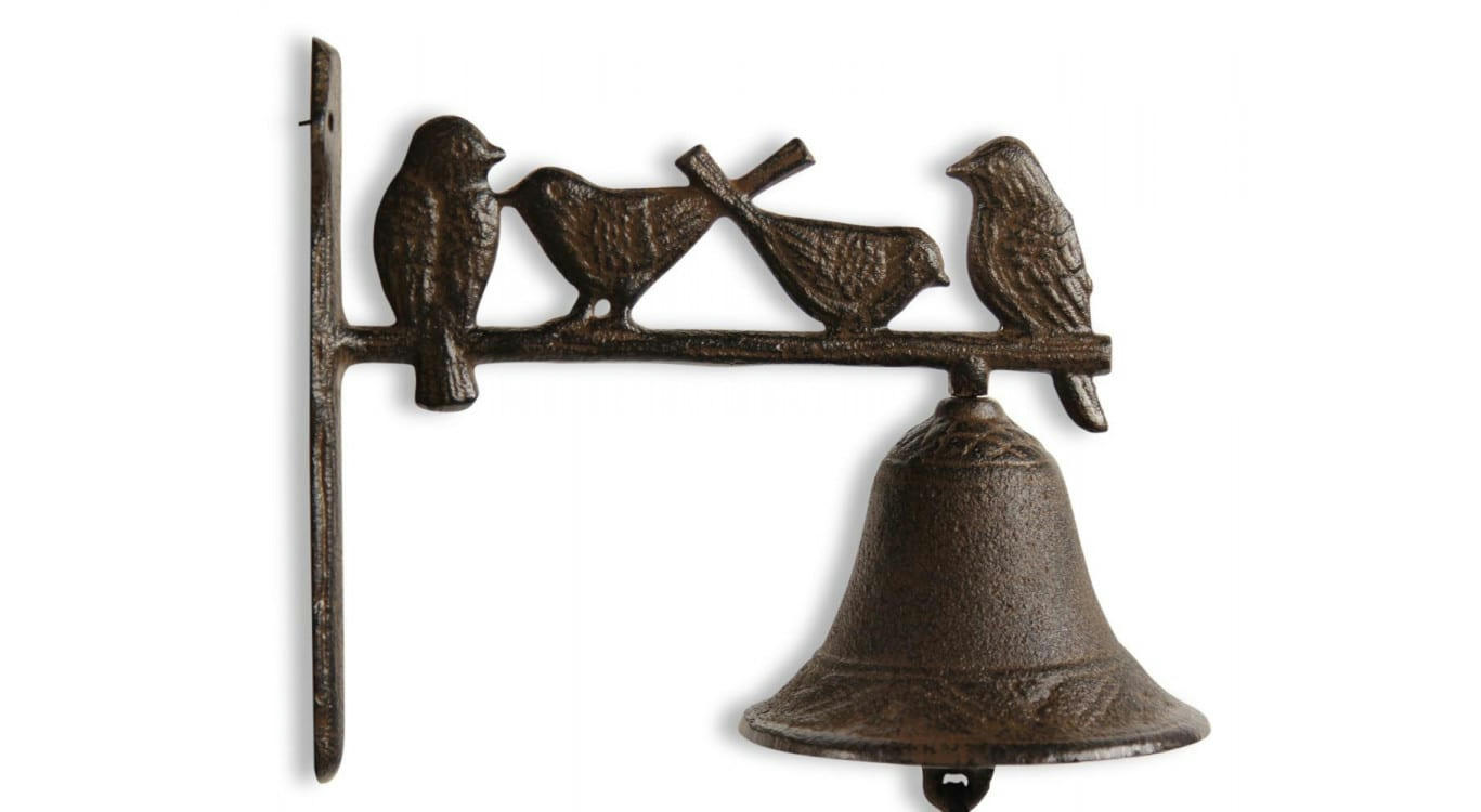 - Cloche Oiseaux Fonte Marron 21.5x11.5x19.5cm