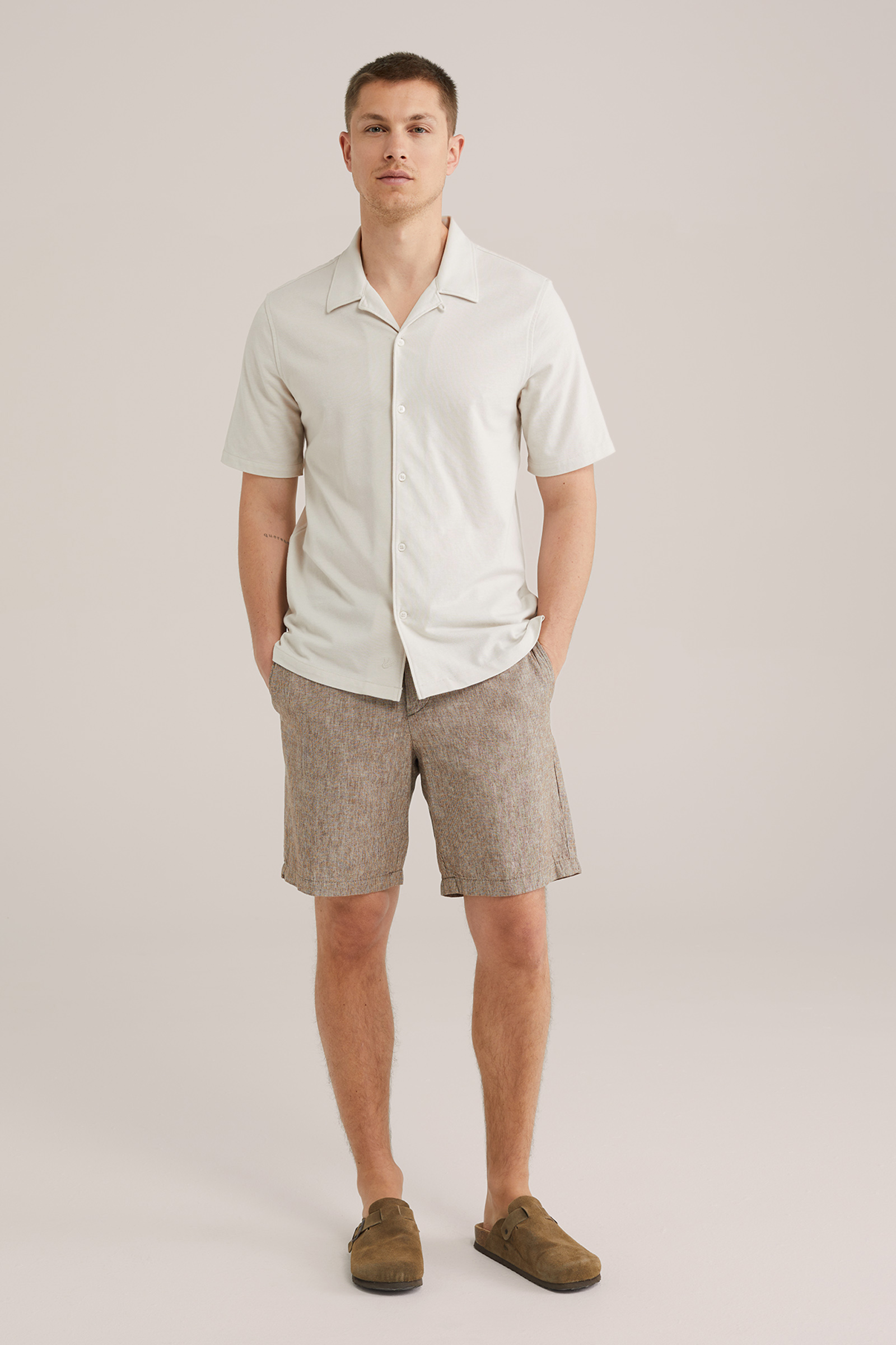 Heren Slim fit overhemd van piquejersey