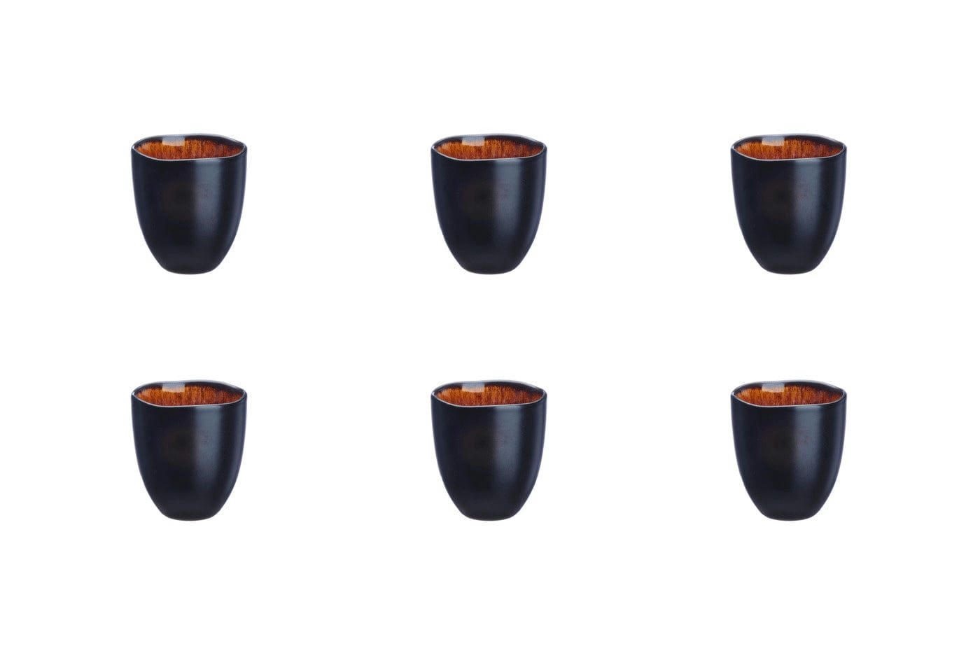REACTIV - Lot de 6 tasses en grès marron D7