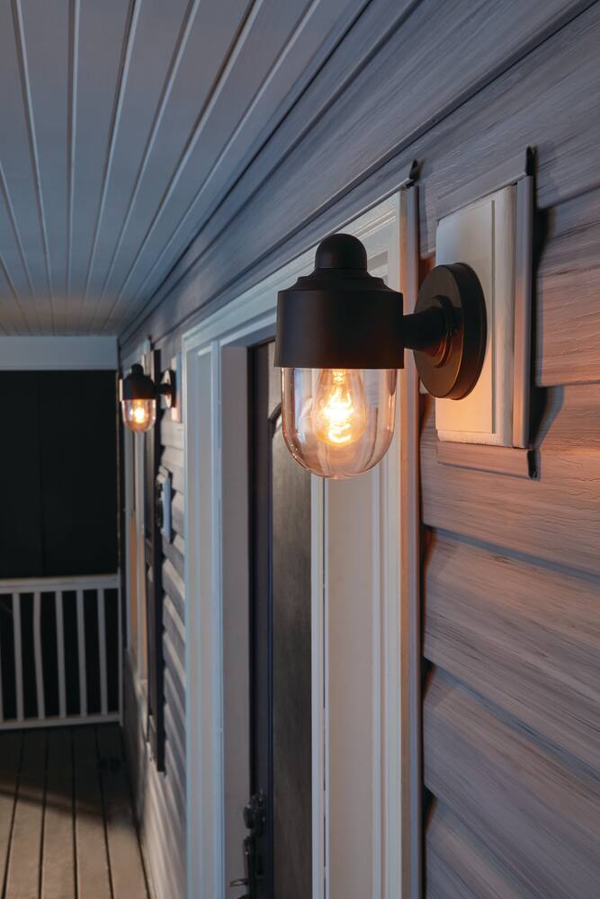 CANVAS Coastal-Inspired Outdoor Down Wall Light, 2-pk, Black